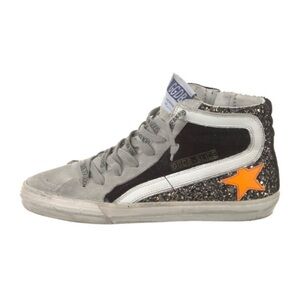 Golden Goose Glitter High Top Sneaker with Orange Star